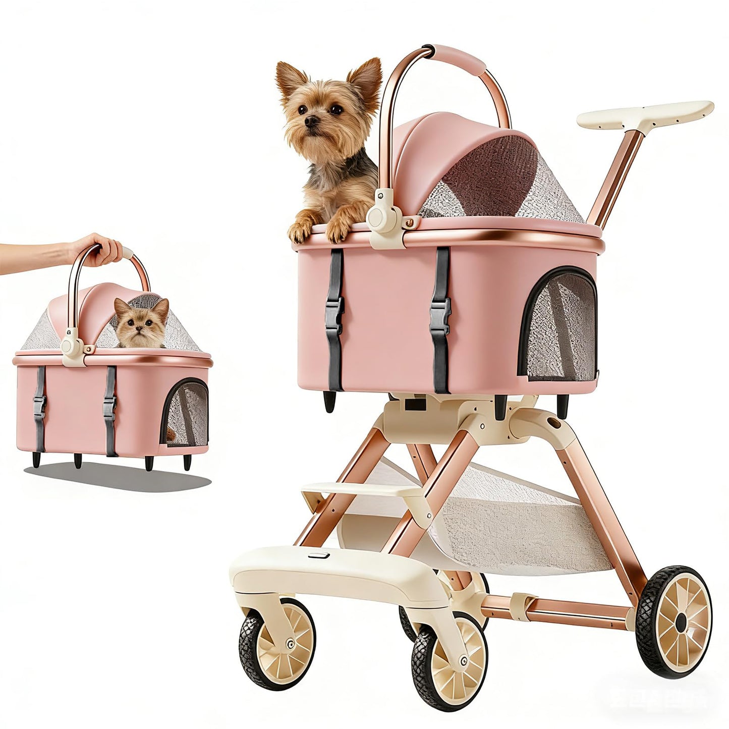 All-Terrain Pet Stroller with Shock Absorption Wheels