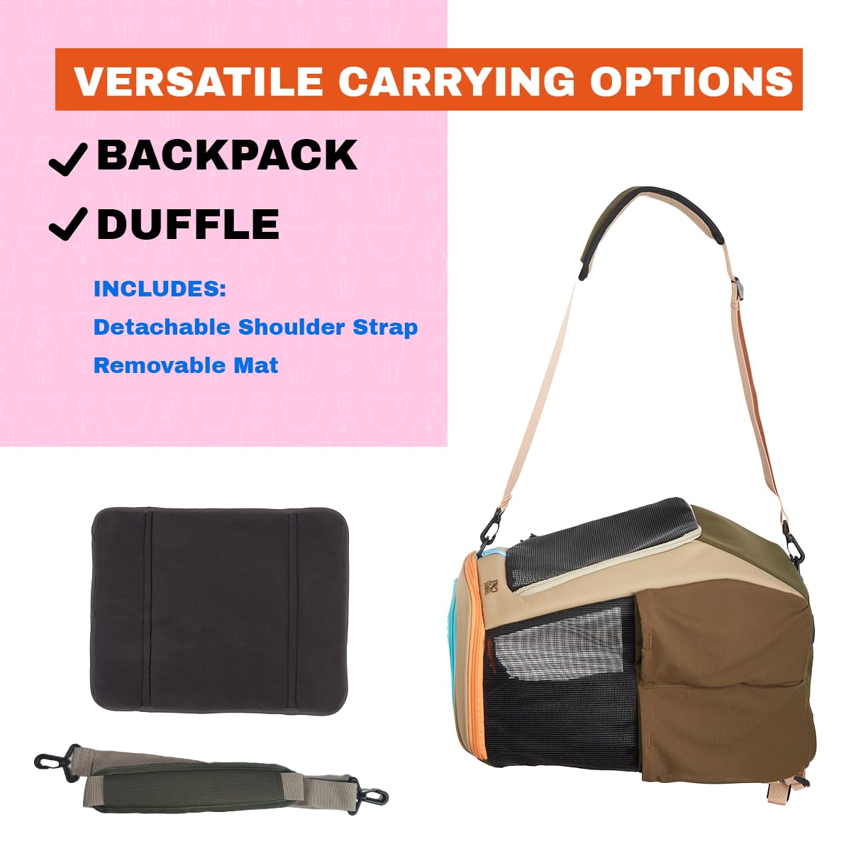 Convertible Cat Carrier Backpack with Ventilated Mesh