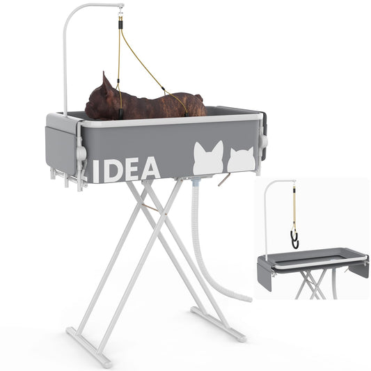 PAWZIDEA 2-in-1 Portable Dog Bathtub & Grooming Table