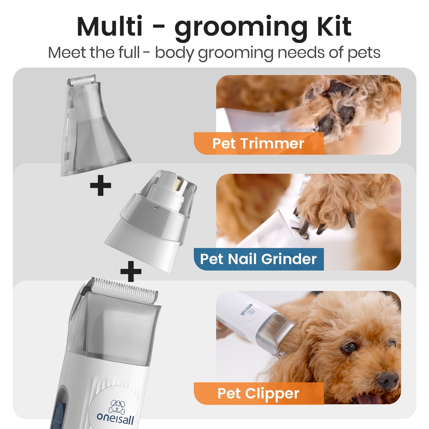 Pet Grooming Vacuum Kit with Clipper & Nail Grinder