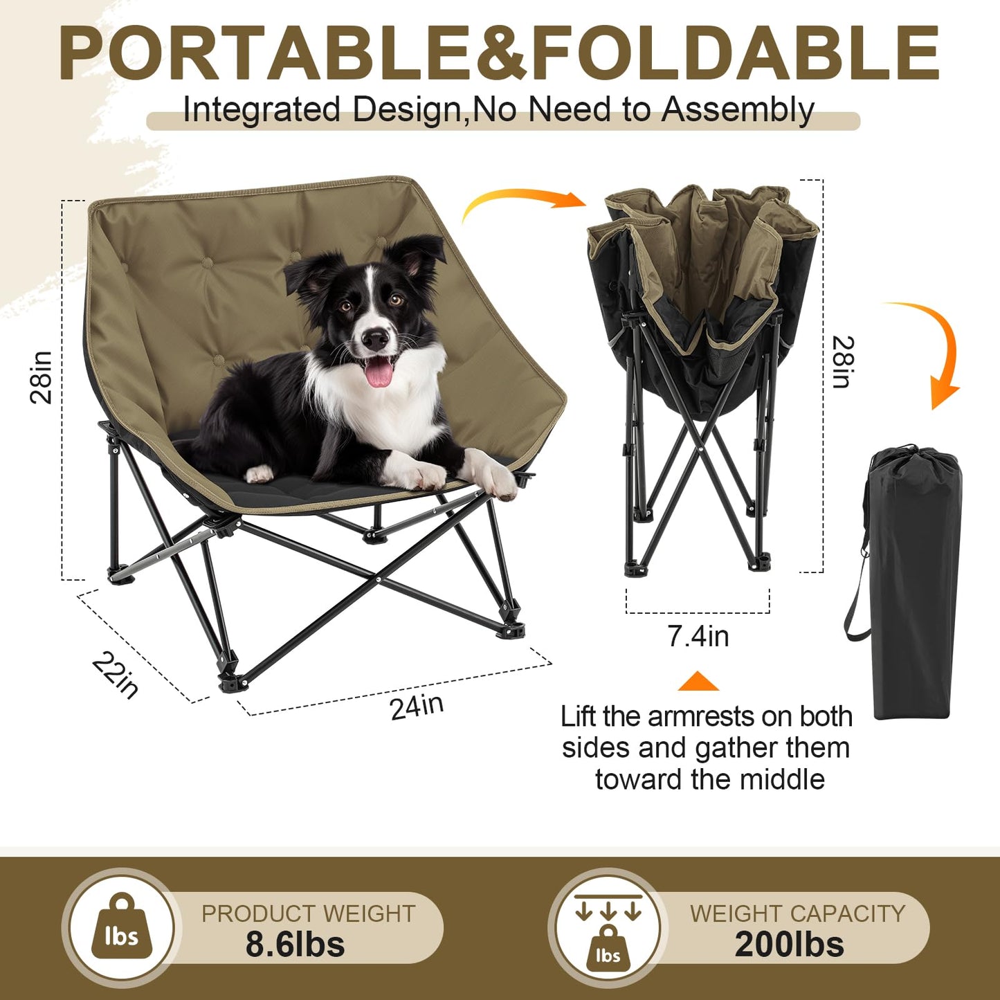 Portable Raised Dog Camping Chair