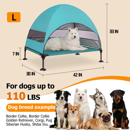 Elevated Dog Bed with Canopy for Outdoor Camping