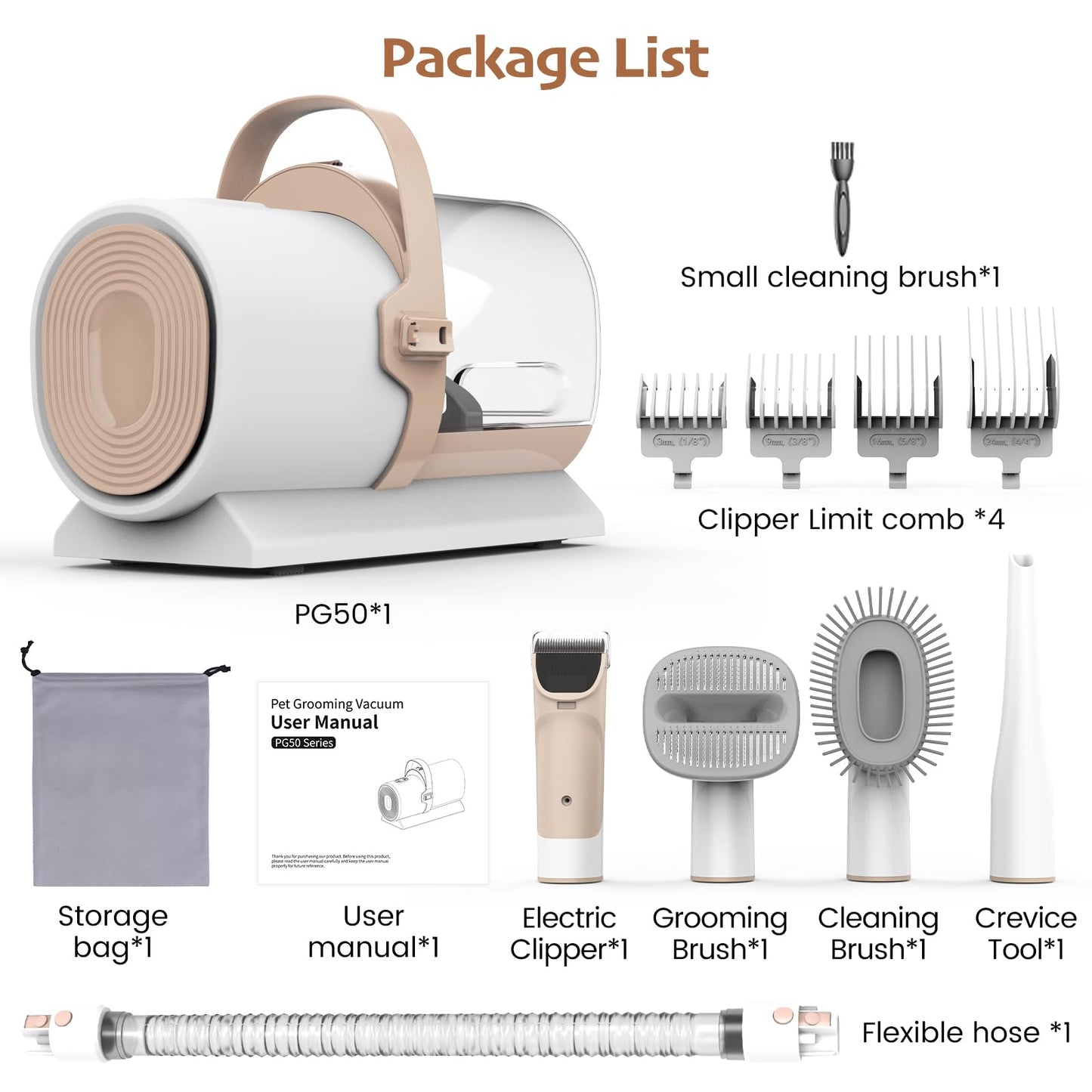 All-in-One Pet Grooming Vacuum Kit