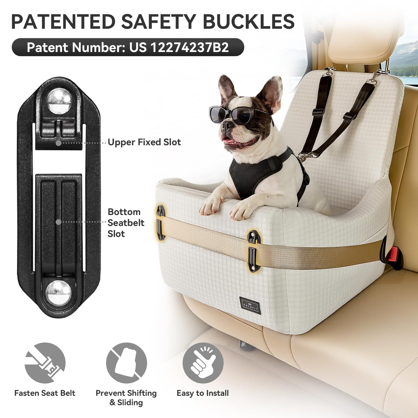 Dog Booster Car Seat with Memory Foam Cover