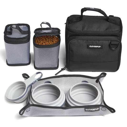Portable Dog Food Travel Kit with Storage & Bowls