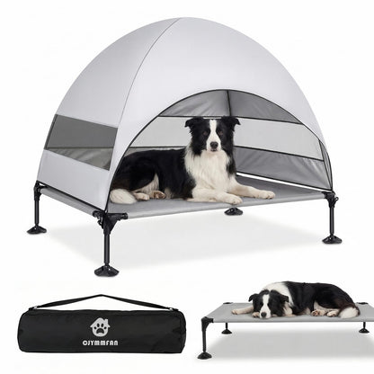 Elevated Dog Bed with Canopy for Outdoor Camping