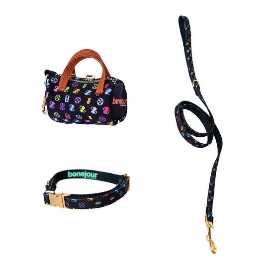 Dog Walking Set with Waste Bags, Collar & Leash