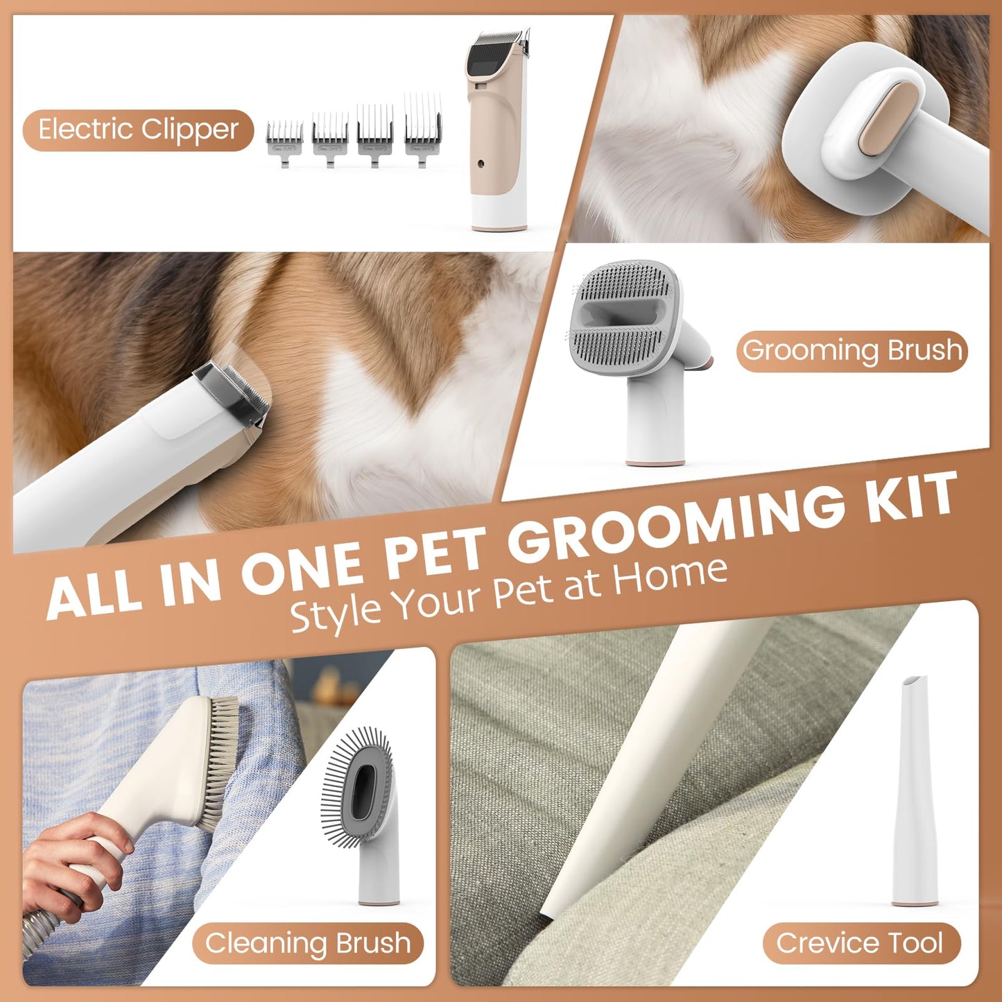 All-in-One Pet Grooming Vacuum Kit