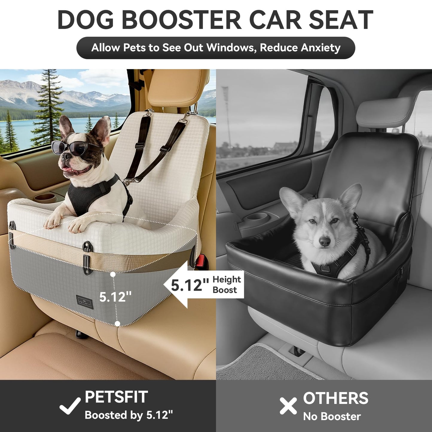 Dog Booster Car Seat with Memory Foam Cover