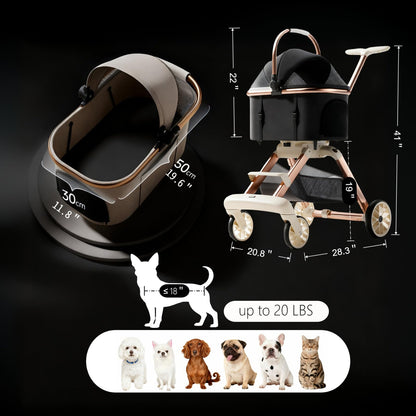 All-Terrain Pet Stroller with Shock Absorption Wheels
