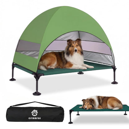 Elevated Dog Bed with Canopy for Outdoor Camping
