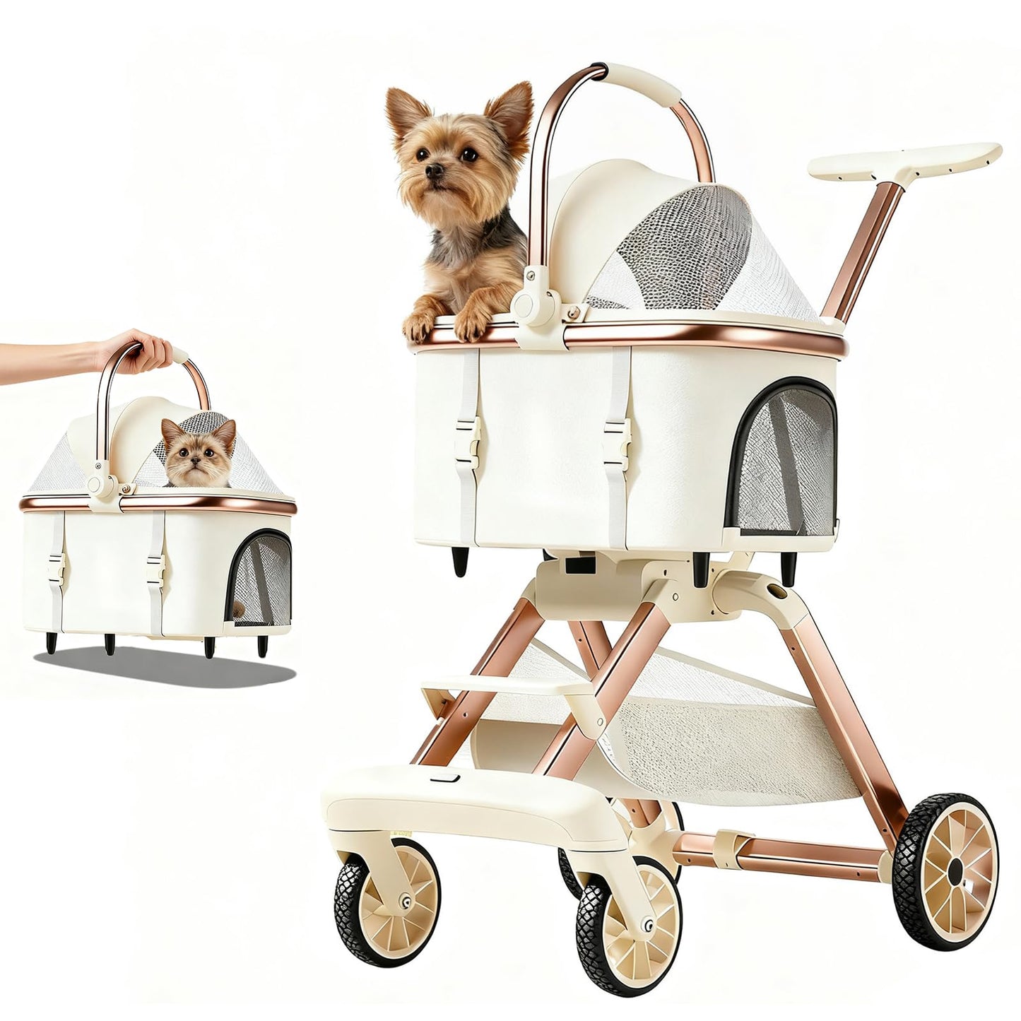 All-Terrain Pet Stroller with Shock Absorption Wheels