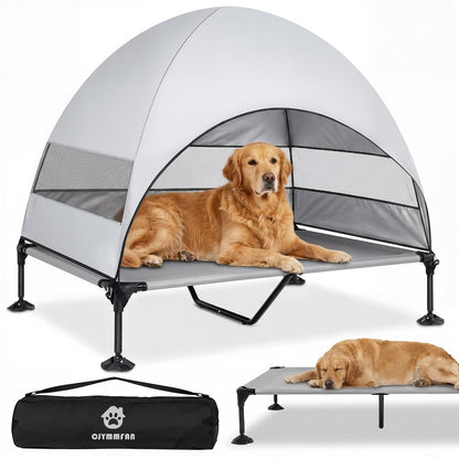 Elevated Dog Bed with Canopy for Outdoor Camping