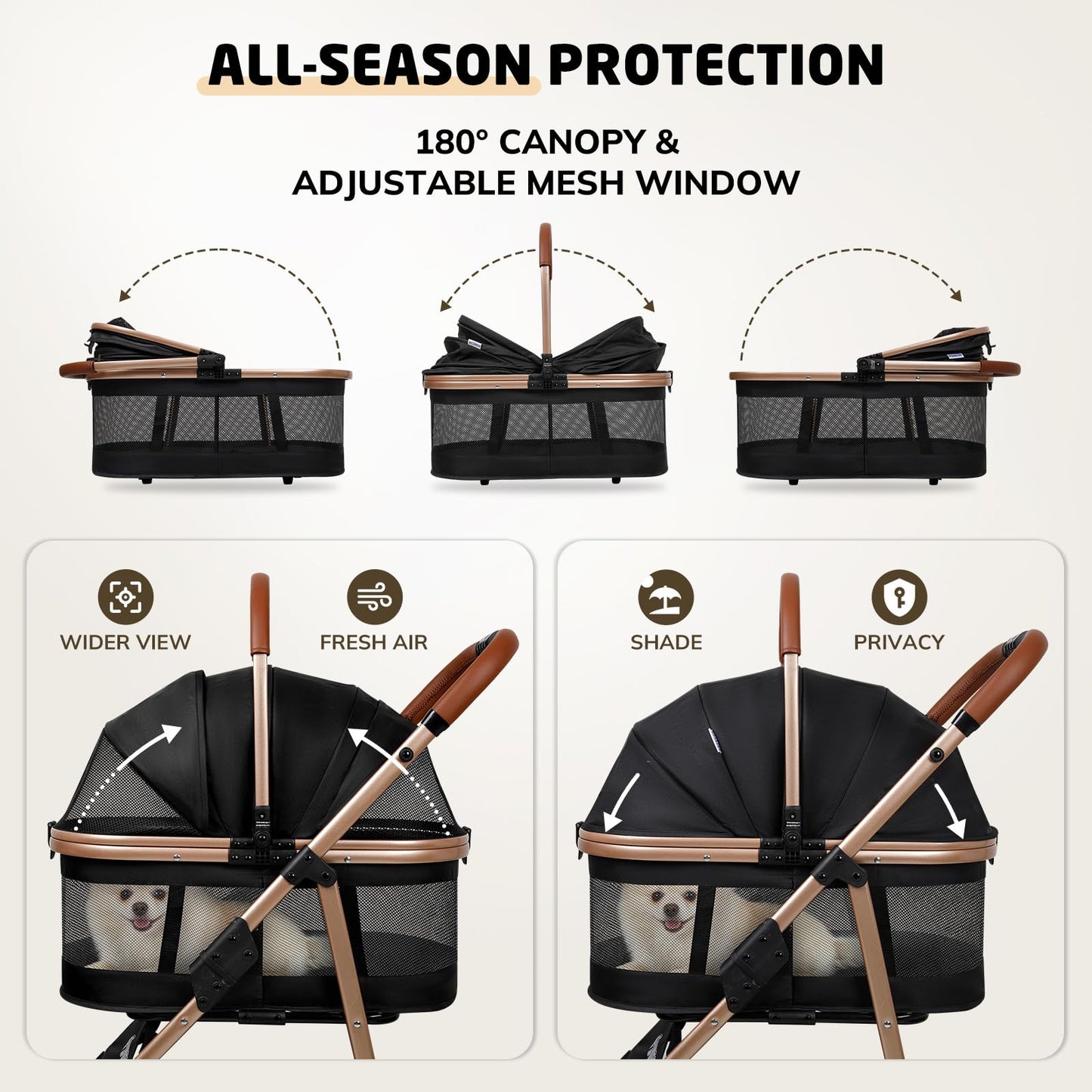 3-in-1 Pet Stroller with Detachable Carrier