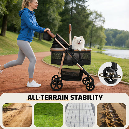 3-in-1 Pet Stroller with Detachable Carrier