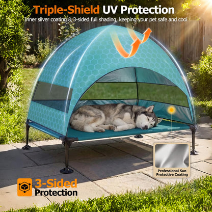 Elevated Dog Bed with Canopy for Outdoor Camping