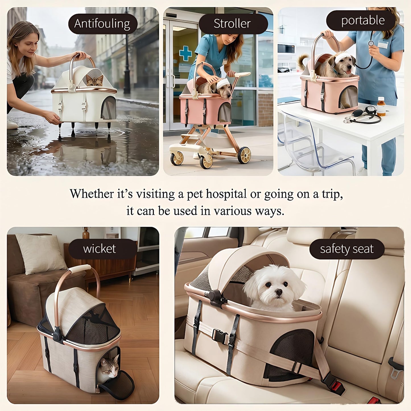 All-Terrain Pet Stroller with Shock Absorption Wheels