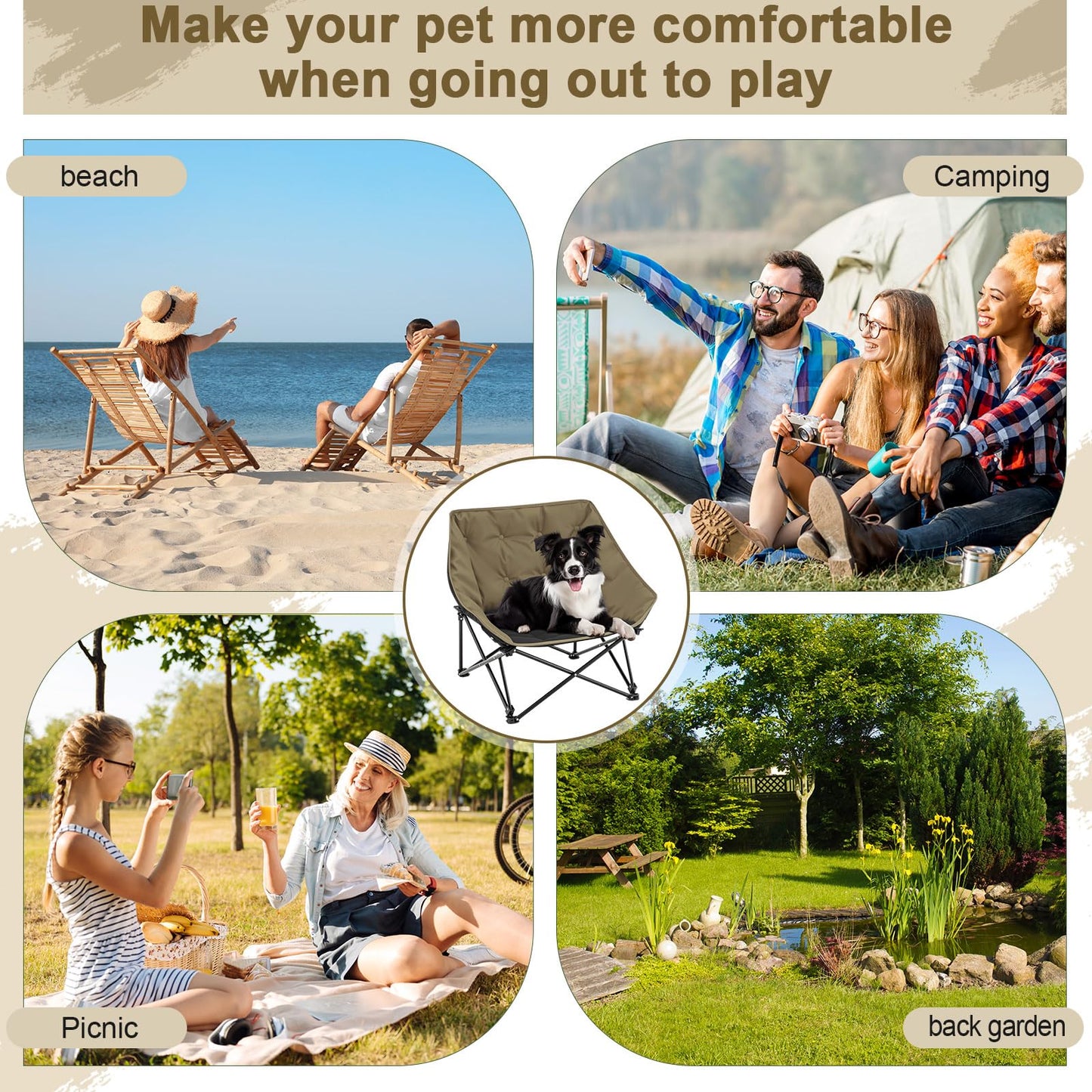 Portable Raised Dog Camping Chair