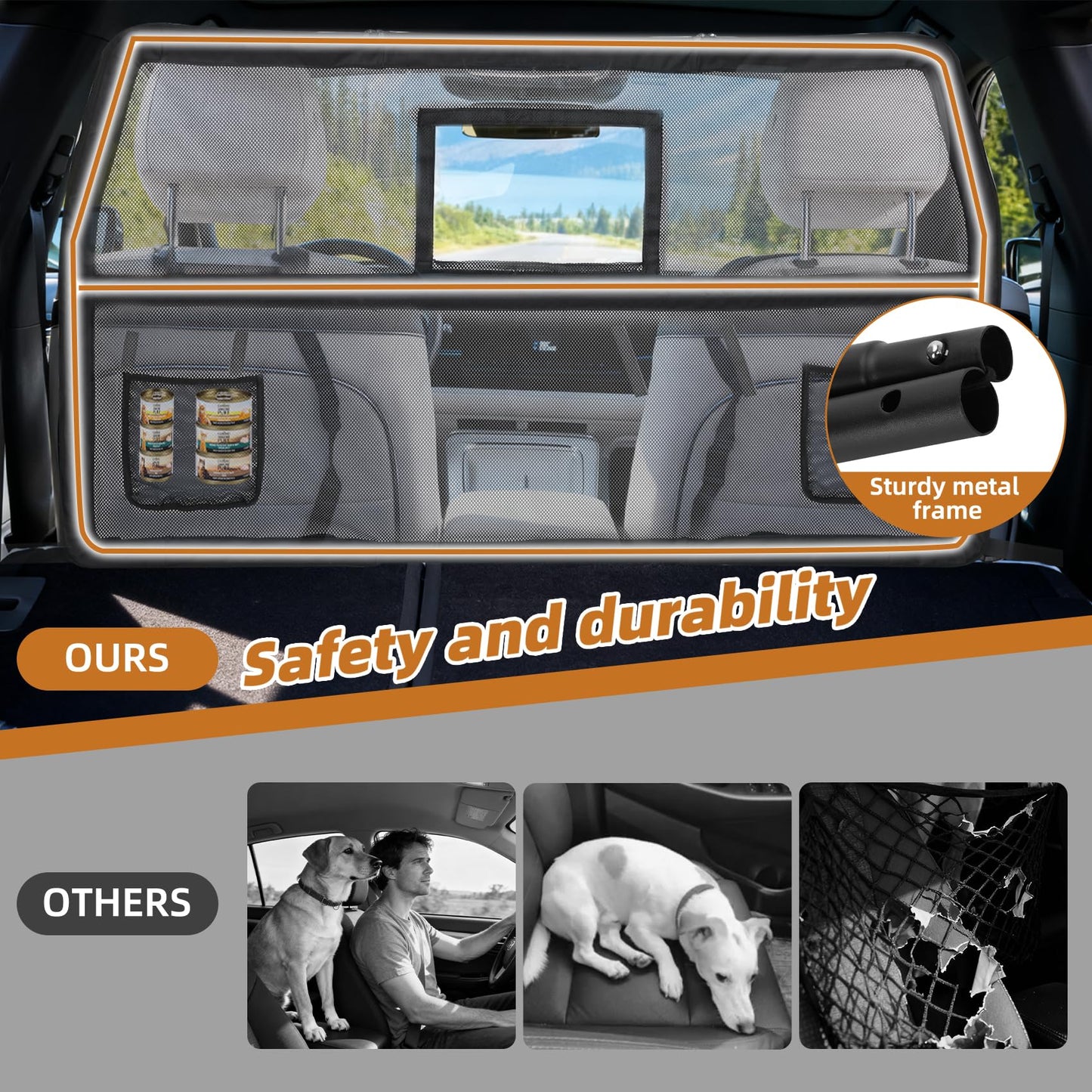 benut Dog Car Barrier with Window & Steel Frame