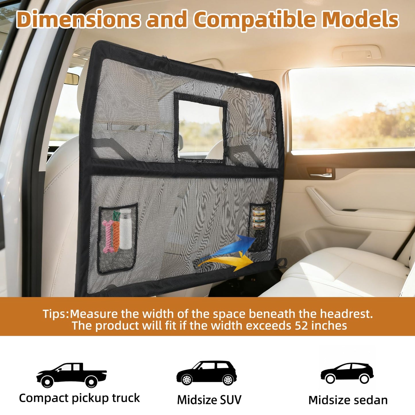 benut Dog Car Barrier with Window & Steel Frame