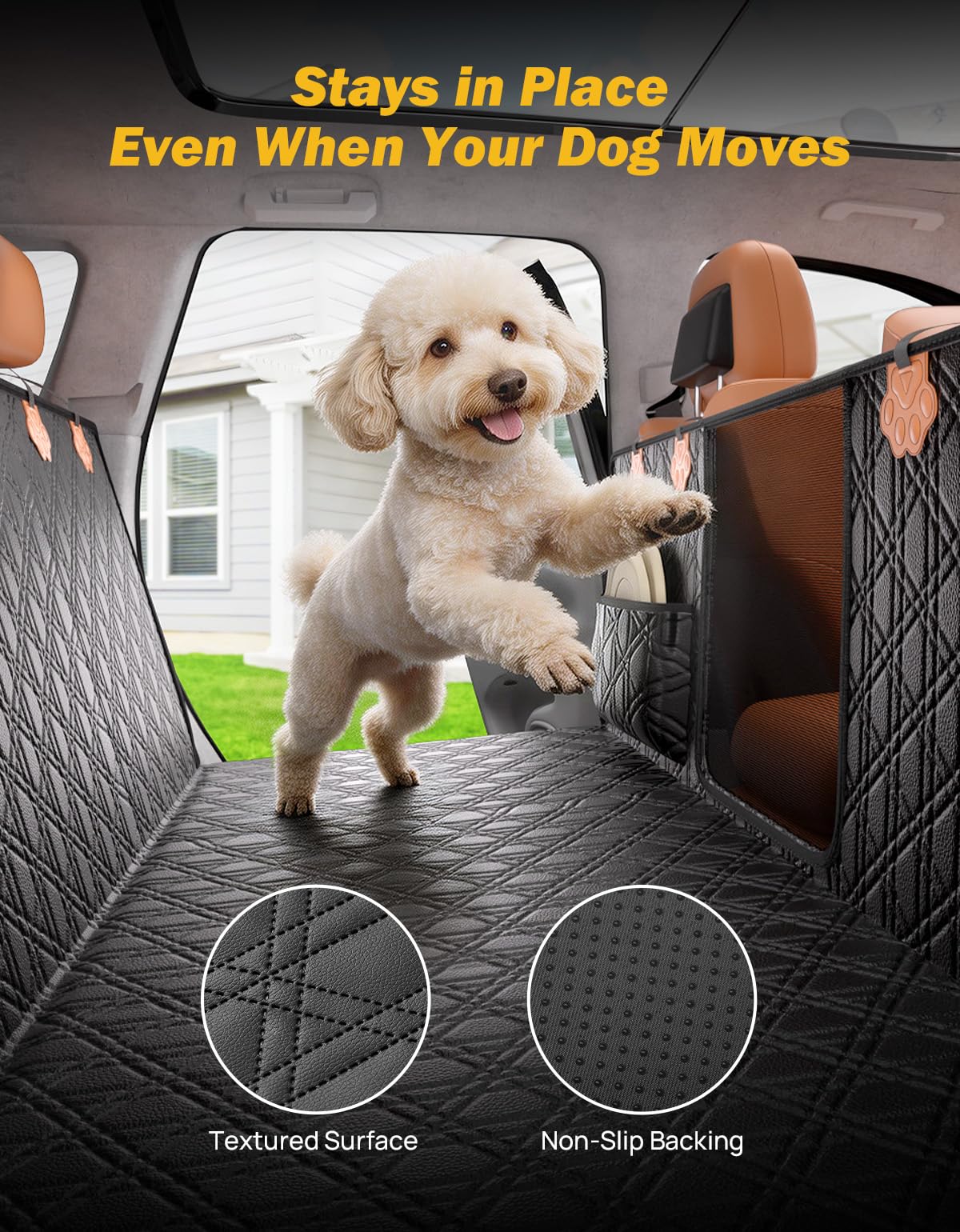 Dog Back Seat Extender with Waterproof Hammock Cover