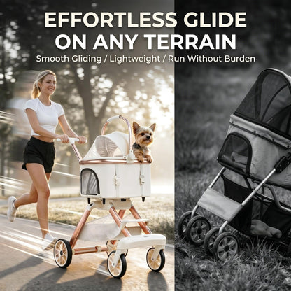 All-Terrain Pet Stroller with Shock Absorption Wheels