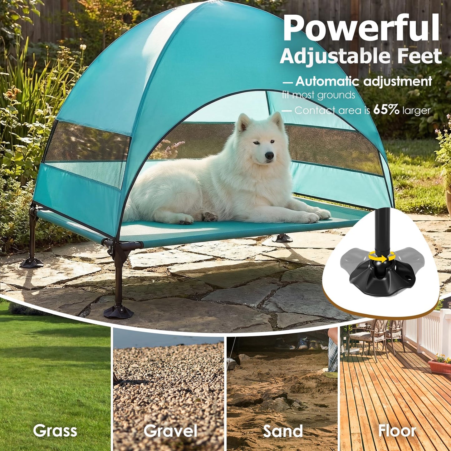 Elevated Dog Bed with Canopy for Outdoor Camping
