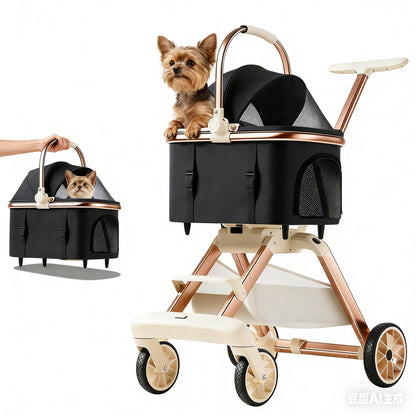 All-Terrain Pet Stroller with Shock Absorption Wheels