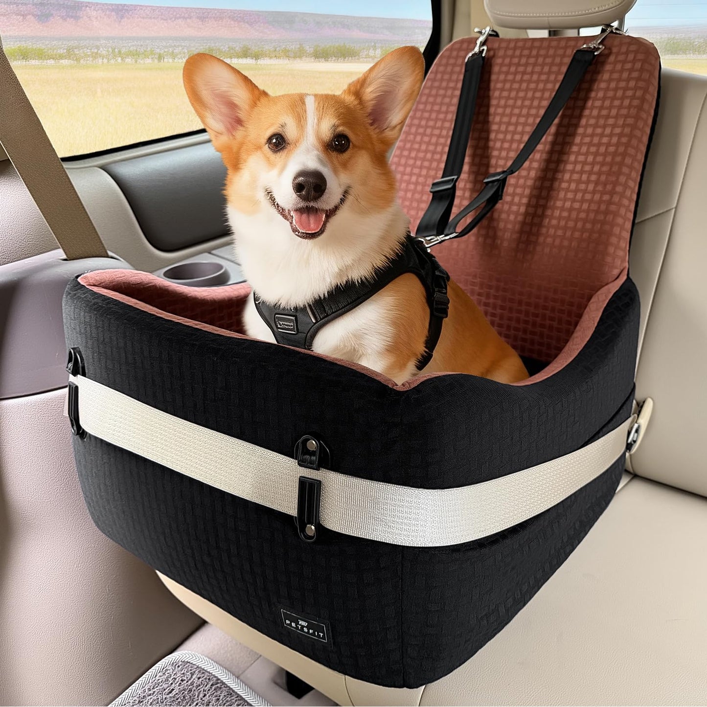 Dog Booster Car Seat with Memory Foam Cover