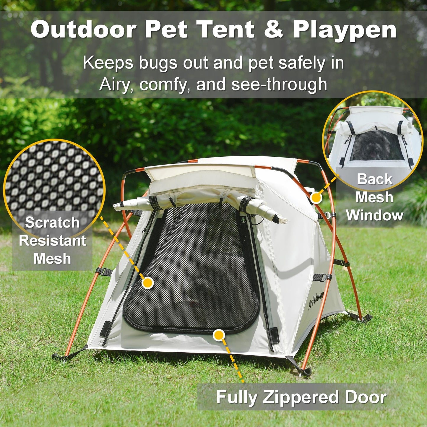 Portable Waterproof Dog Tent with Mesh Door